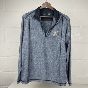 Antigua Milwaukee Brewers MLB Quarter Zip Mens Size Large Blue Gray Retro Logo
